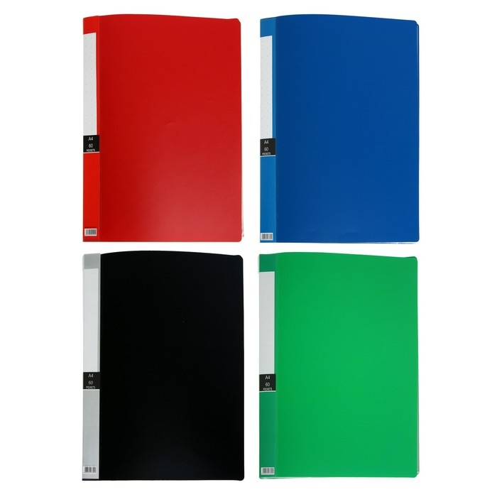 Папка А4, 60 прозрачных файлов, 400 мкм, МИКС Папка А4, 60 прозрачных файлов, 400 мкм, МИКС