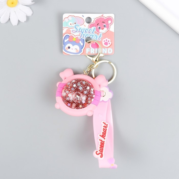 Брелок резина  Брелок резина "Шарик-свинка" с браслетом и карабином, розовый 4х6,5х5,5 см