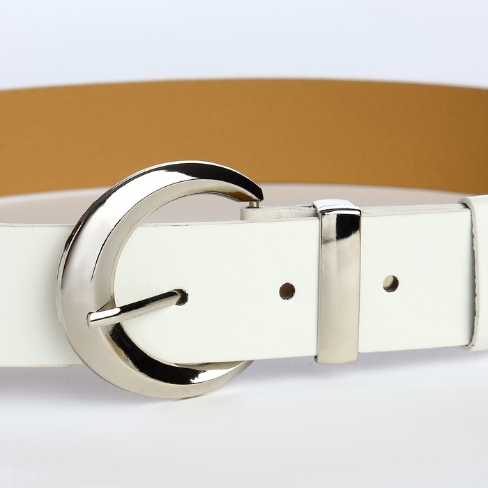 Ремень женский, ширина 3,3 см, винт, пряжка металл, цвет белый Ремень женский, ширина 3,3 см, винт, пряжка металл, цвет белый