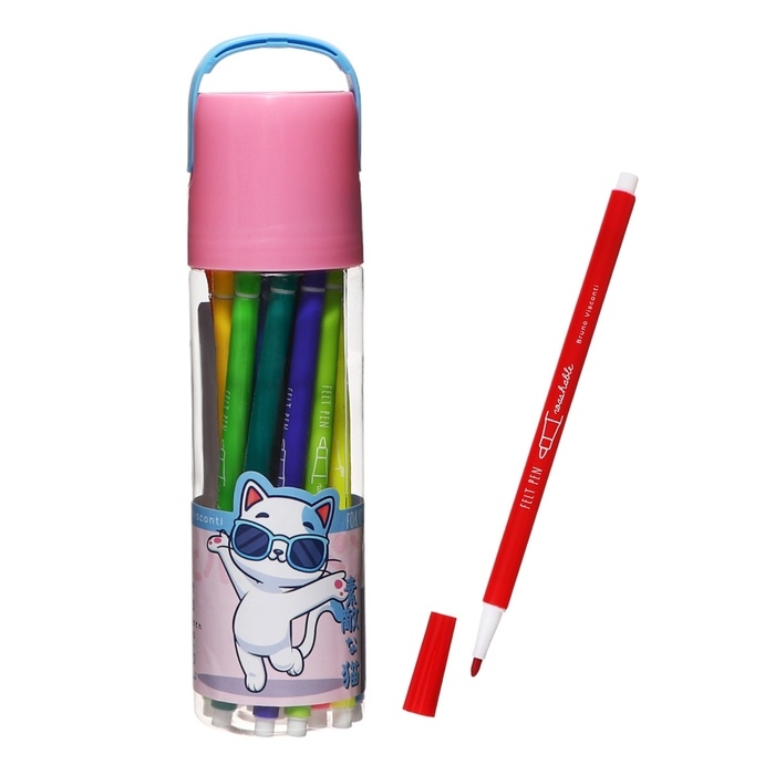 Фломастеры 18цв BrunoVisconti KAWAII ANIMALS, пласт, круг, в пласт тубе Фломастеры 18цв BrunoVisconti KAWAII ANIMALS, пласт, круг, в пласт тубе