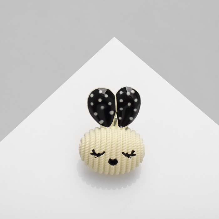 Брошь «Зайка» ушки в горошек, цвет чёрно-бежевый в золоте Брошь «Зайка» ушки в горошек, цвет чёрно-бежевый в золоте