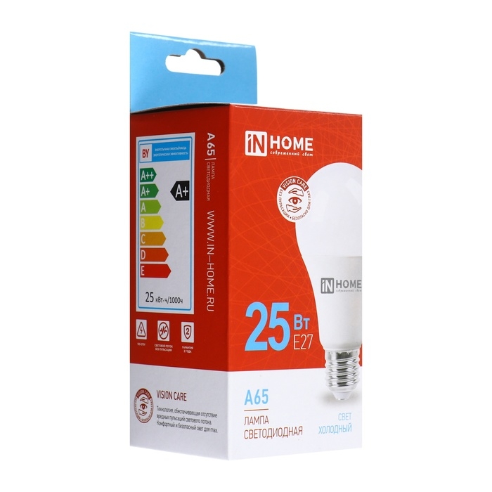 Лампа светодиодная IN HOME LED-A65-VC, 25 Вт, 230 В, Е27, 6500 К, 2380 Лм Лампа светодиодная IN HOME LED-A65-VC, 25 Вт, 230 В, Е27, 6500 К, 2380 Лм