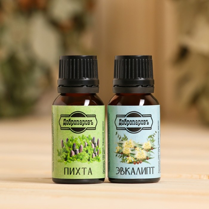 Набор эфирных масел пихта, эвкалипт, Набор эфирных масел пихта, эвкалипт, "Добропаровъ", 2 шт по 17 мл