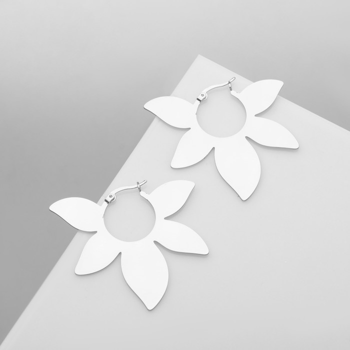 Серьги металл «Листья» этнос, цвет серебро Серьги металл «Листья» этнос, цвет серебро