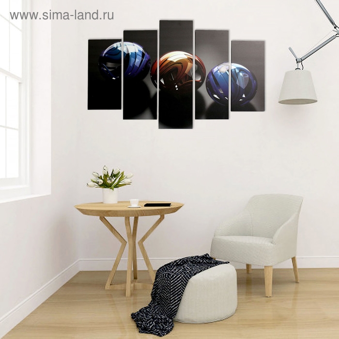 Картина модульная на подрамнике  Картина модульная на подрамнике "Абстракция шары" 2-25х52; 2-25х67; 1-25х80см   80*125 см