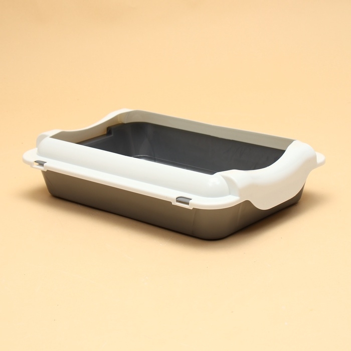 Туалет средний с бортом 36 х 26 х 9, серый/белый Туалет средний с бортом 36 х 26 х 9, серый/белый