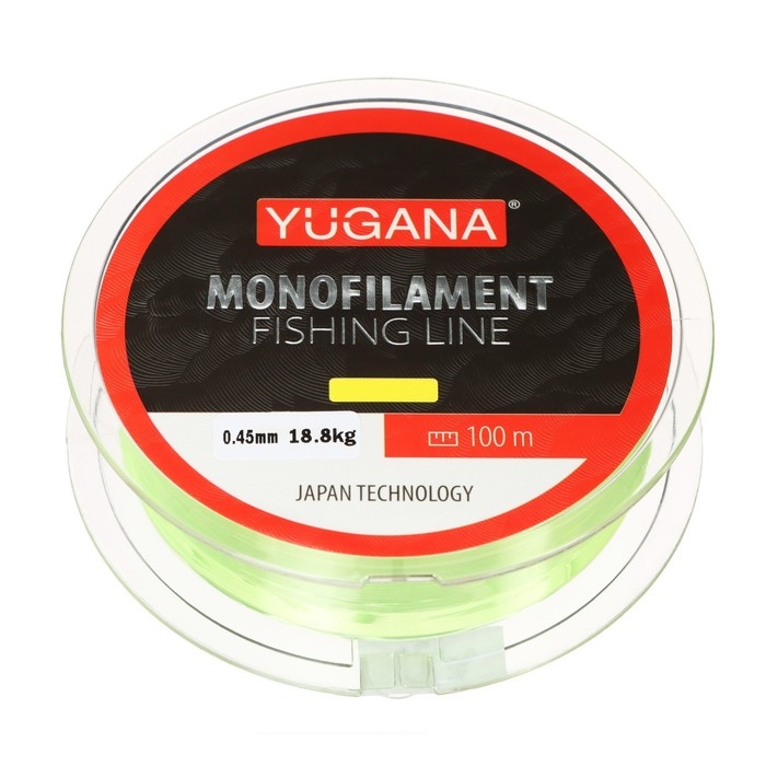Леска монофильная YUGANA, диаметр 0.45 мм, тест 18.8 кг, 100 м, жёлтая Леска монофильная YUGANA, диаметр 0.45 мм, тест 18.8 кг, 100 м, жёлтая