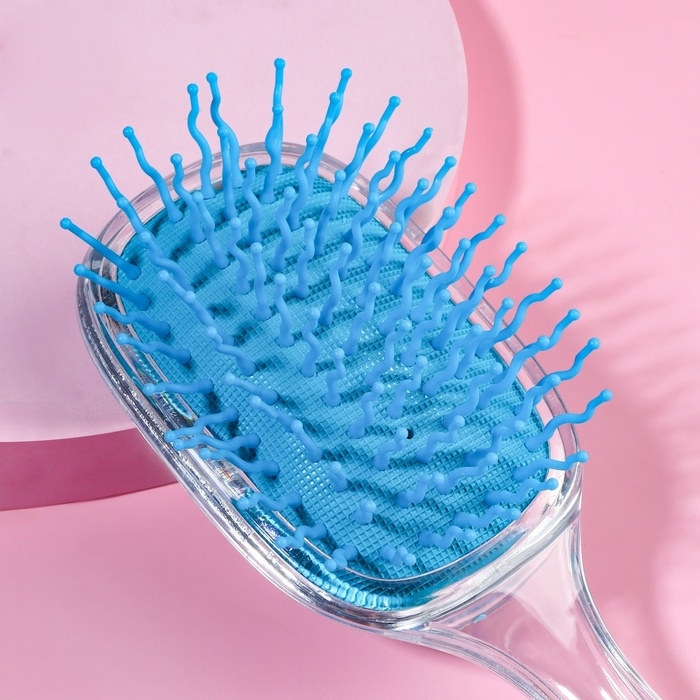 Расчёска массажная, широкая, 6 &times; 18 см, цвет голубой