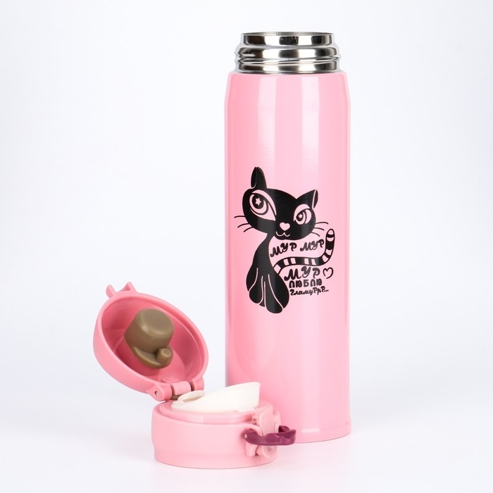 Термос, 420 мл, Топ Термос, 420 мл, Топ "Мур-мур люблю гламур", сохраняет тепло 8 ч