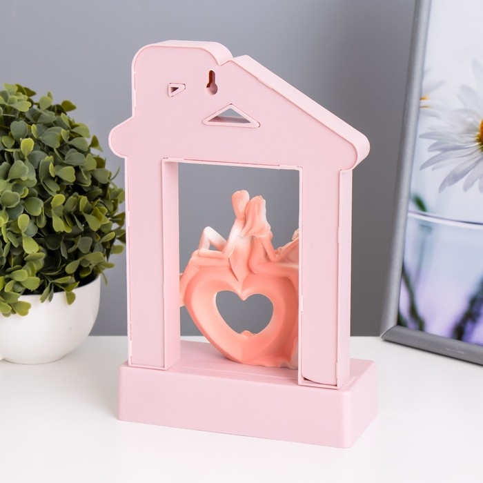 Ночник Ночник "Влюбленные" 14хLED 4000К USB 3хАА розовый 24,5х7х15,5см RISALUX