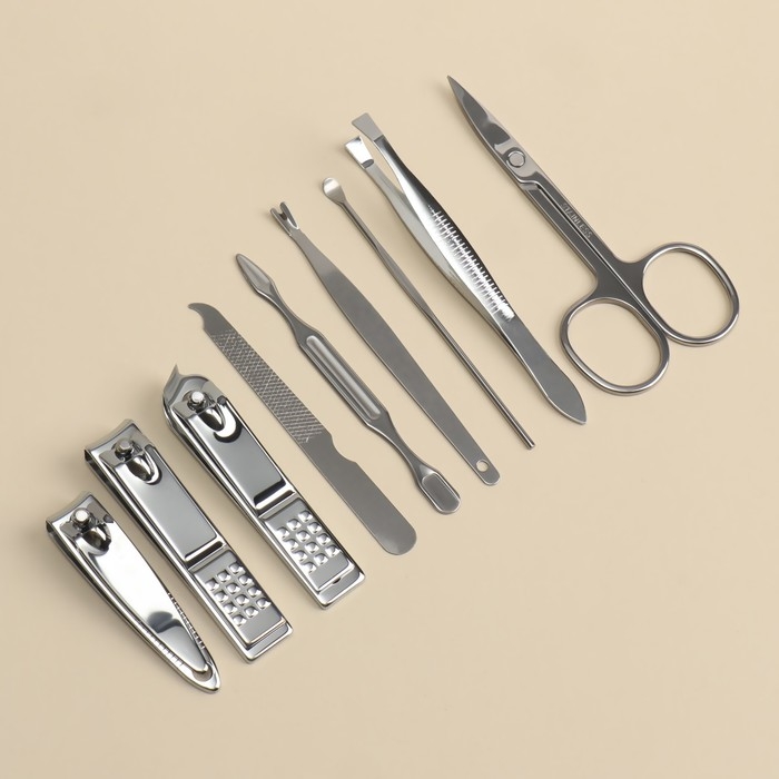 Набор маникюрный «Малина», 9 предметов, в футляре, цвет коралловый Набор маникюрный «Малина», 9 предметов, в футляре, цвет коралловый