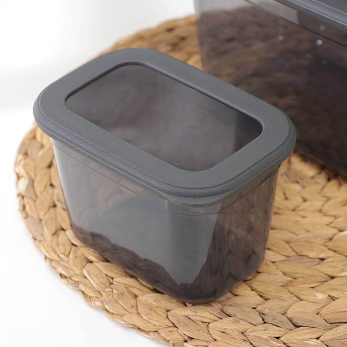 Набор ёмкостей для сыпучих продуктов «Респект», 3 шт, 0,8 л, 1,3 л, 2,3 л, прозрачные, крышка серая