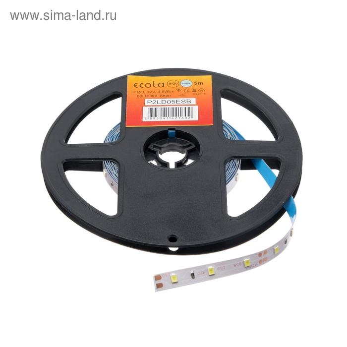 Светодиодная лента Ecola PRO 5 м, IP20, SMD3528, 60 LED/м, 4.8 Вт/м, 12 В, 6000К Светодиодная лента Ecola PRO 5 м, IP20, SMD3528, 60 LED/м, 4.8 Вт/м, 12 В, 6000К