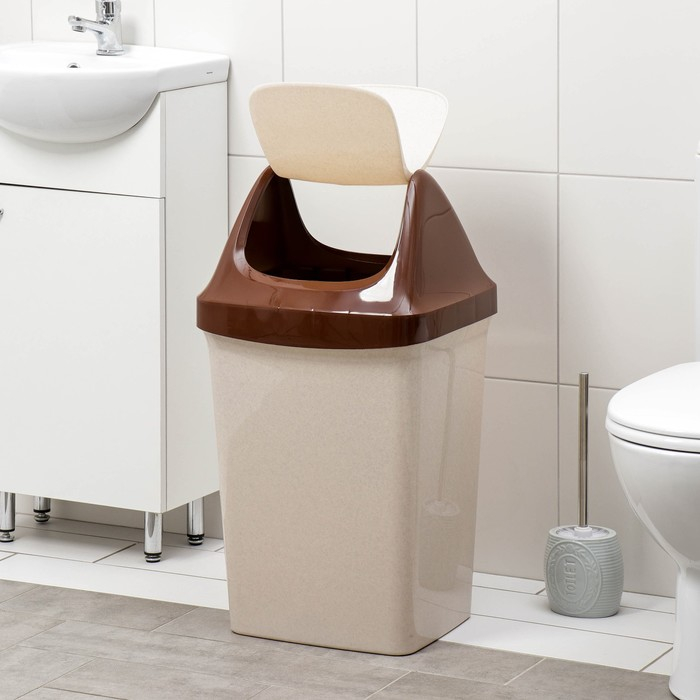 Контейнер для мусора «Свинг», 50 л, цвет бежевый мрамор Контейнер для мусора «Свинг», 50 л, цвет бежевый мрамор