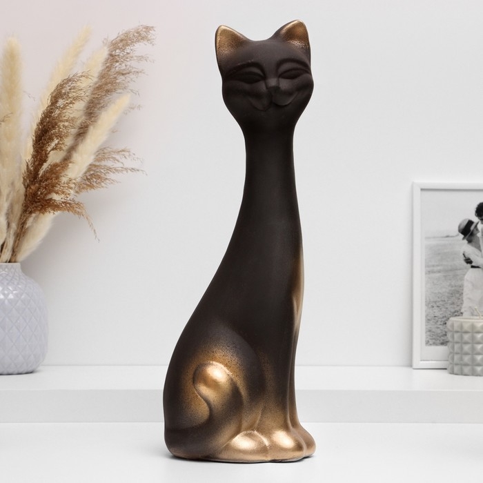 Фигура  Фигура "Кот" черная в золоте, 14х40х15см