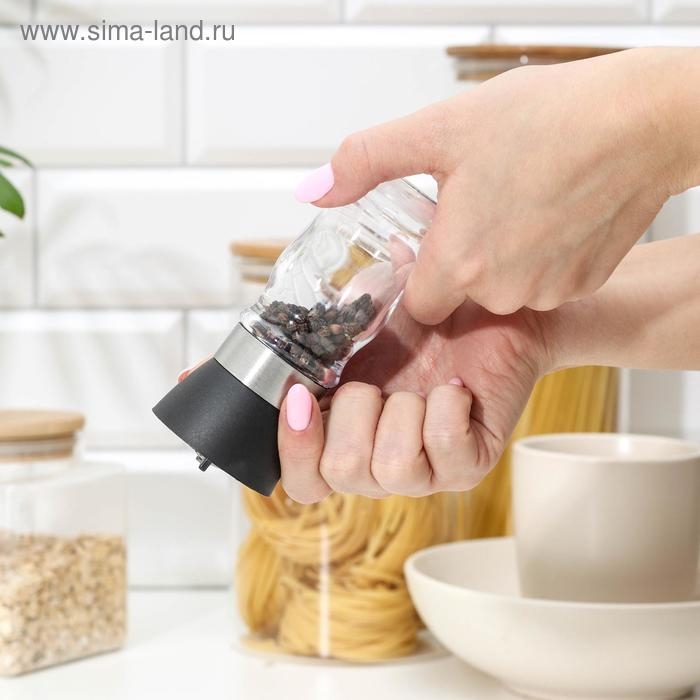 Мельница для специй Доляна «Рэйн», 12×5 см, керамический механизм, цвет прозрачный Мельница для специй Доляна «Рэйн», 12×5 см, керамический механизм, цвет прозрачный