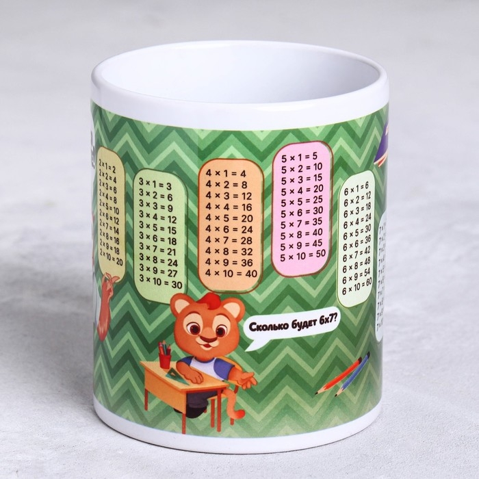 Кружка «Таблица умножения» сова, зеленый фон, 320 мл Кружка «Таблица умножения» сова, зеленый фон, 320 мл