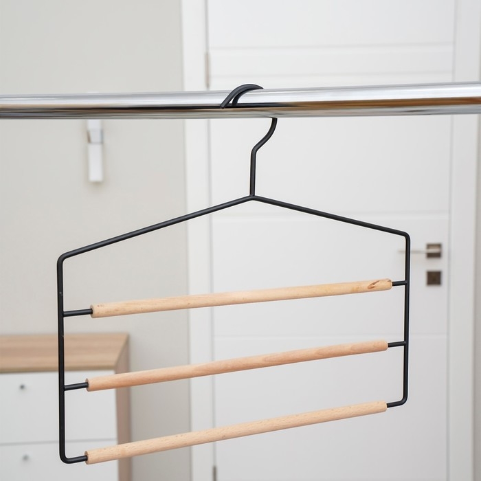 Плечики - вешалка для брюк и юбок LaDо́m Laconique, многоуровневая, 37×31,5×1,1 см, цвет чёрный Плечики - вешалка для брюк и юбок LaDо́m Laconique, многоуровневая, 37×31,5×1,1 см, цвет чёрный