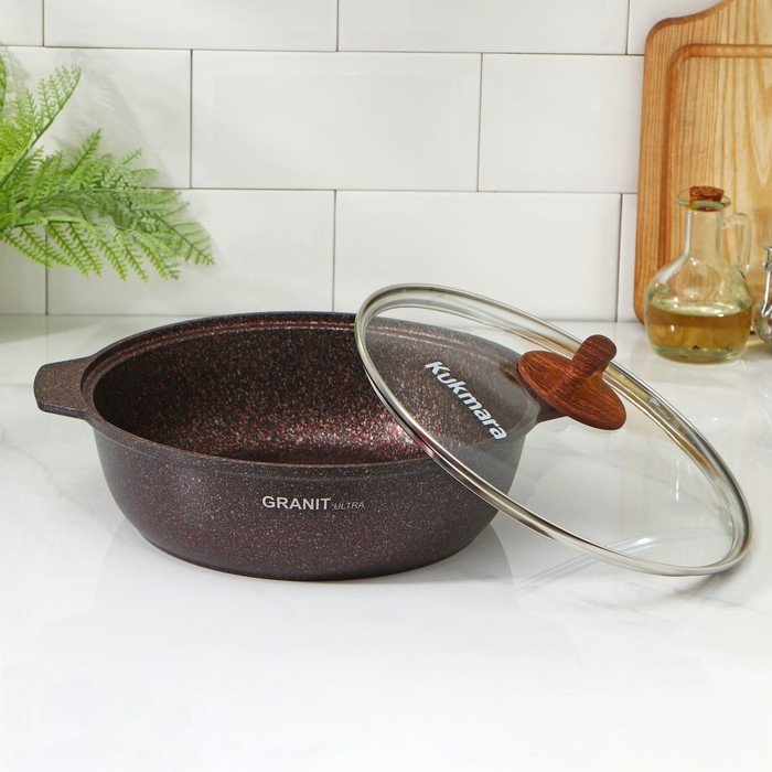 Кастрюля-жаровня Granit ultra, 3 л, d=28 см, антипригарное покрытие, цвет коричневый Кастрюля-жаровня Granit ultra, 3 л, d=28 см, антипригарное покрытие, цвет коричневый