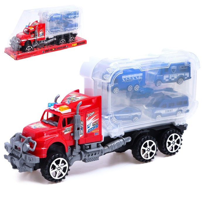 Грузовик инерционный &laquo;Полиция&raquo;, с техникой, МИКС