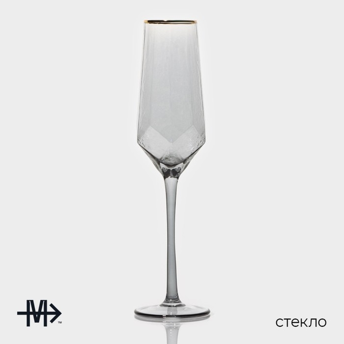 Набор бокалов для шампанского стеклянный Magistro «Дарио», 180 мл, 7×27,5 см, 6 шт, цвет графит Набор бокалов для шампанского стеклянный Magistro «Дарио», 180 мл, 7×27,5 см, 6 шт, цвет графит