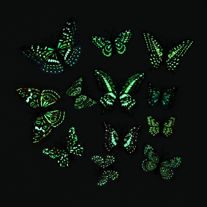 Набор наклеек интерьерных Набор наклеек интерьерных "Бабочки", светящиеся