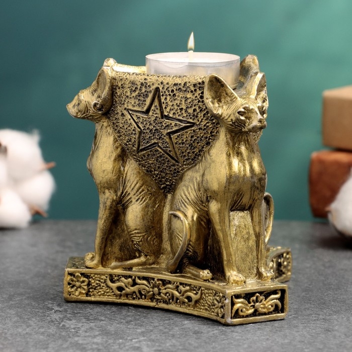Подсвечник Подсвечник "Сфинксы" 10х10х9,5см, золото