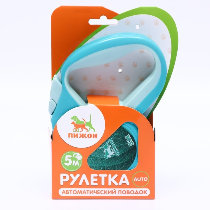 Рулетка Рулетка "Пижон" с прорезиненной ручкой, 5 м, до 25 кг, трос, бирюзово-зелёная