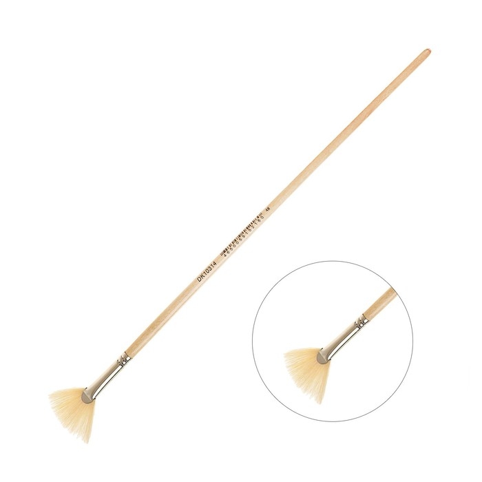 Кисть веерная Кисть веерная "Сонет" № 4, щетина, длинная ручка