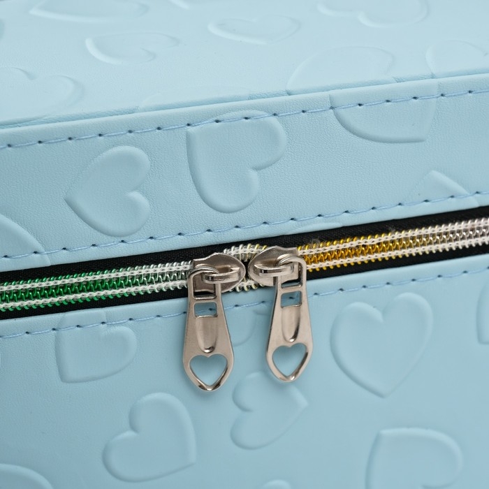 Шкатулка кожзам с зеркалом Шкатулка кожзам с зеркалом "Сердца" св-голубая набор 3 шт 19х10,5х10,5 21х13х14 15х23х17 см