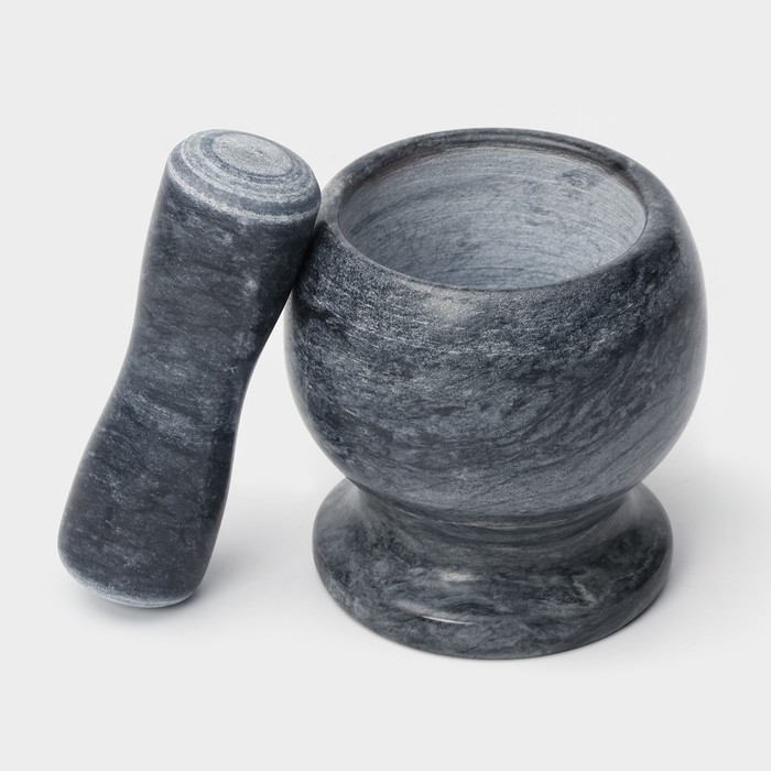 Ступка с толкушкой «Мрамор», из натурального камня Ступка с толкушкой «Мрамор», из натурального камня