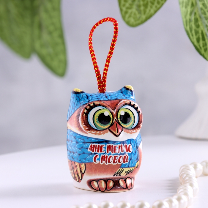 Сувенир Сувенир "Сова в синем шарфике", керамика