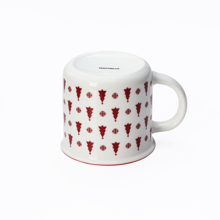 Кружка фарфоровая Доляна «Ёлочки», 380 мл, цвет белый Кружка фарфоровая Доляна «Ёлочки», 380 мл, цвет белый