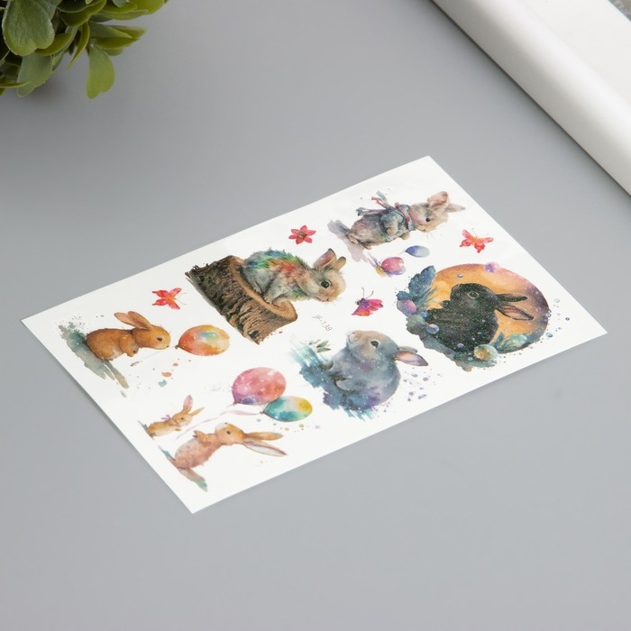 Татуировка на тело фосфорные с блёстками Татуировка на тело фосфорные с блёстками "Кролик" 7,5х12 см