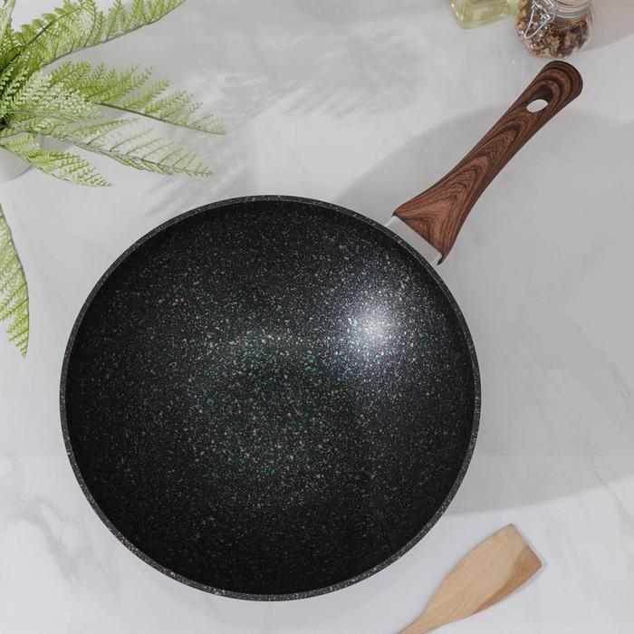 Сковорода WOK Granit ultra blue, d=28 см, h=9,5 см, пластиковая ручка, антипригарное покрытие, цвет чёрный Сковорода WOK Granit ultra blue, d=28 см, h=9,5 см, пластиковая ручка, антипригарное покрытие, цвет чёрный