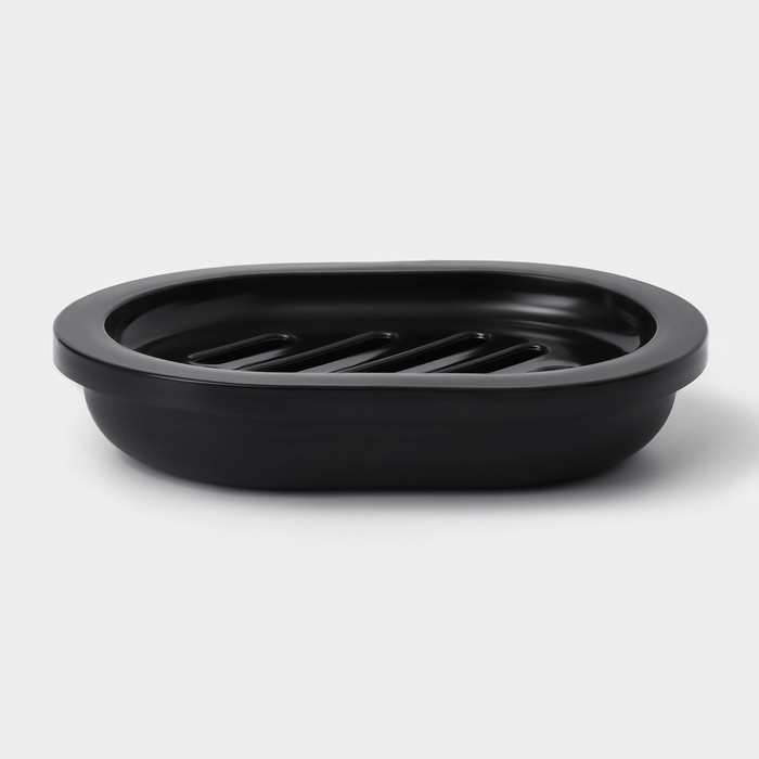 Набор для ванной «Эталон», 4 предмета: дозатор для мыла, мыльница, 2 стакана, 24×8×17 см, цвет чёрный Набор для ванной «Эталон», 4 предмета: дозатор для мыла, мыльница, 2 стакана, 24×8×17 см, цвет чёрный