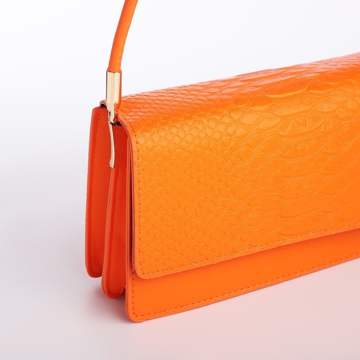 Сумка-багет на клапане, цвет оранжевый Сумка-багет на клапане, цвет оранжевый