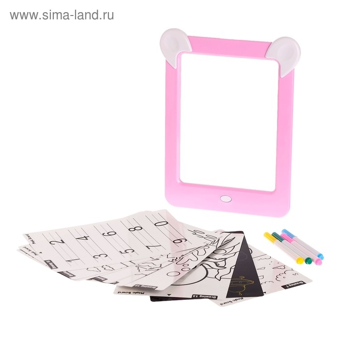 Планшет для рисования 3D «Зайка», с ручками и карточками, цвет МИКС Планшет для рисования 3D «Зайка», с ручками и карточками, цвет МИКС