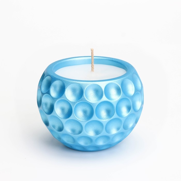 Свеча  Свеча "Шар в точку" в подсвечнике из гипса,  8х6см, голубой