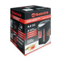 Термопот Sakura SA-335BF, 4.2 л, 750 Вт, 3 способа подачи воды, черный