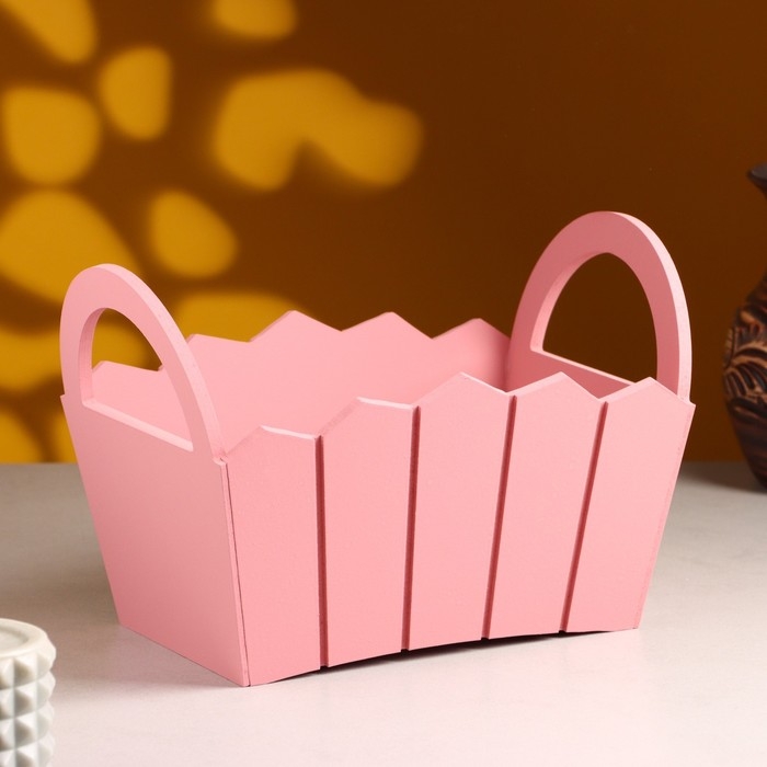 Кашпо деревянное 25×16×17 см "Мария", ручки боковые, МДФ, Розовый Коралл