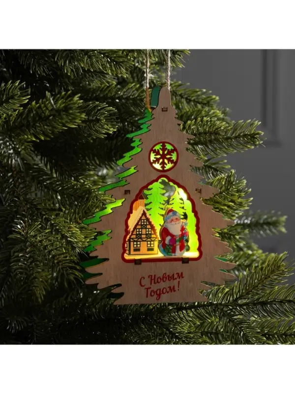 Подвеска световая &laquo;Дед Мороз&raquo;, 13&times;3&times;18 см, 6 LED, от батареек, свечение тёплое белое