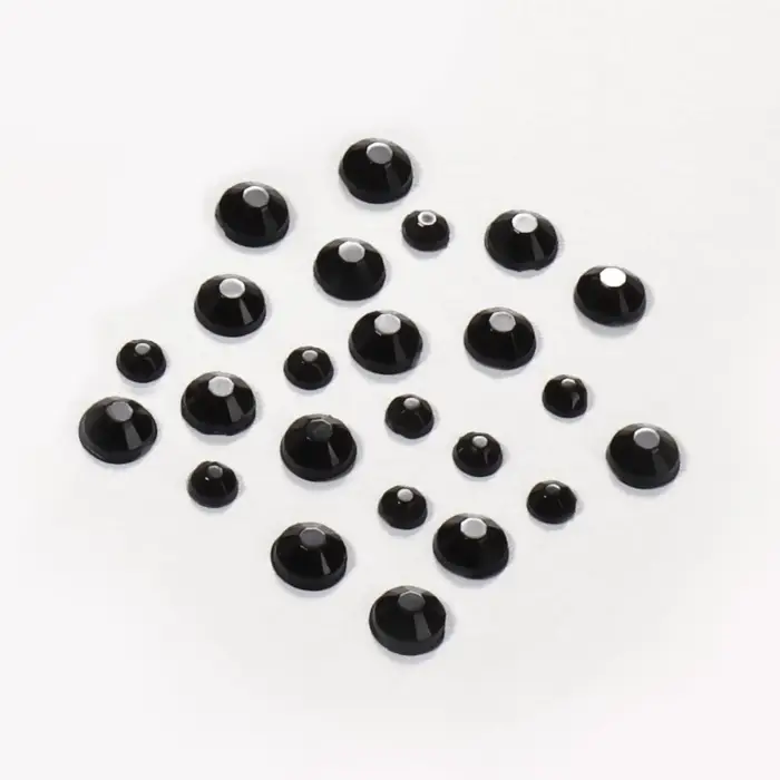 Стразы для декора, круглые, разноразмерные, чёрные