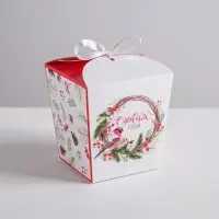 Бонбоньерка новогодняя «Новогодний венок», 7,5 х 8 х 7,5 см, Новый год