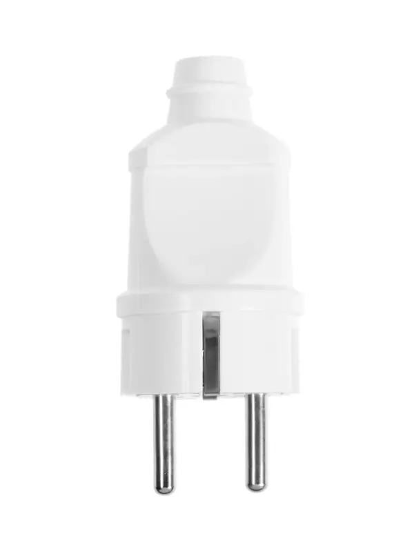 Вилка прямая TANGO, 16 А, 250 В, IP 20, с заземлением, белая, индивидуальная упаковка