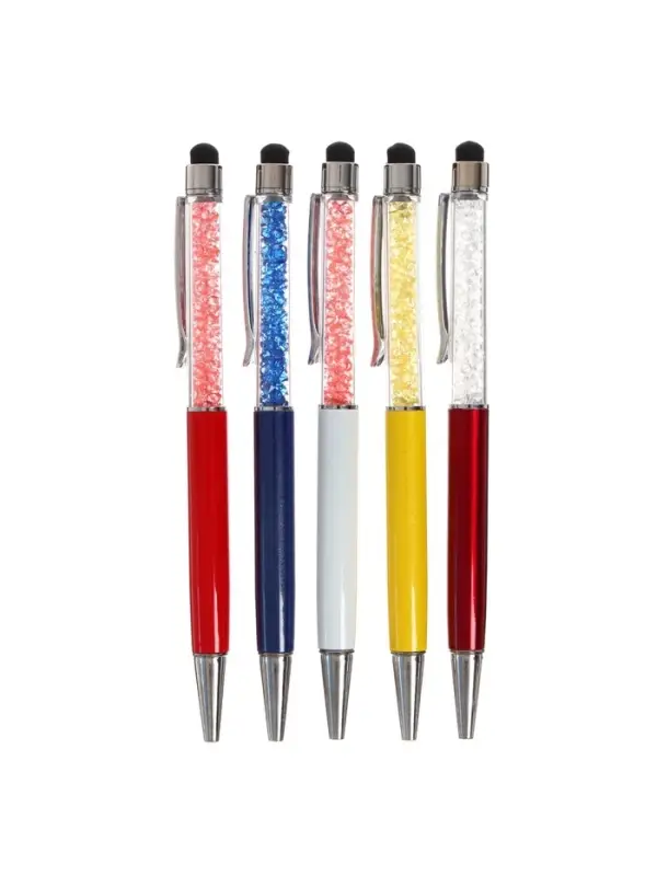 Ручка подарочная, шариковая, поворотная, со стразами и стилусом, МИКС