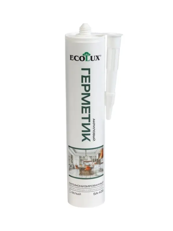 Герметик ECOLUX, силиконизированный, белый, 290 мл