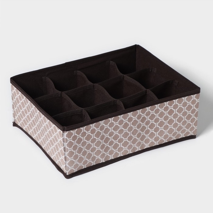 Органайзер для хранения белья Доляна «Браун», 12 ячеек, 32×24×12 см, цвет коричневый Органайзер для хранения белья Доляна «Браун», 12 ячеек, 32×24×12 см, цвет коричневый