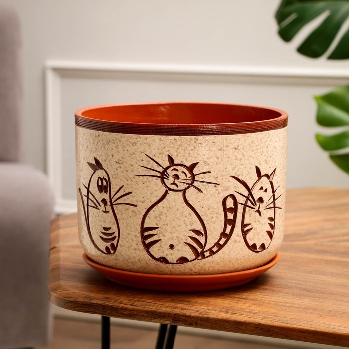 Горшок цветочный Горшок цветочный "Атлант" котики 5 л