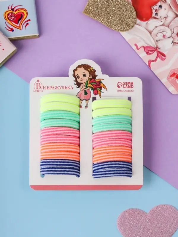 Резинки для волос «Аделия», набор 20 шт., колор полосы, 3 см, МИКС Резинки для волос «Аделия», набор 20 шт., колор полосы, 3 см, МИКС